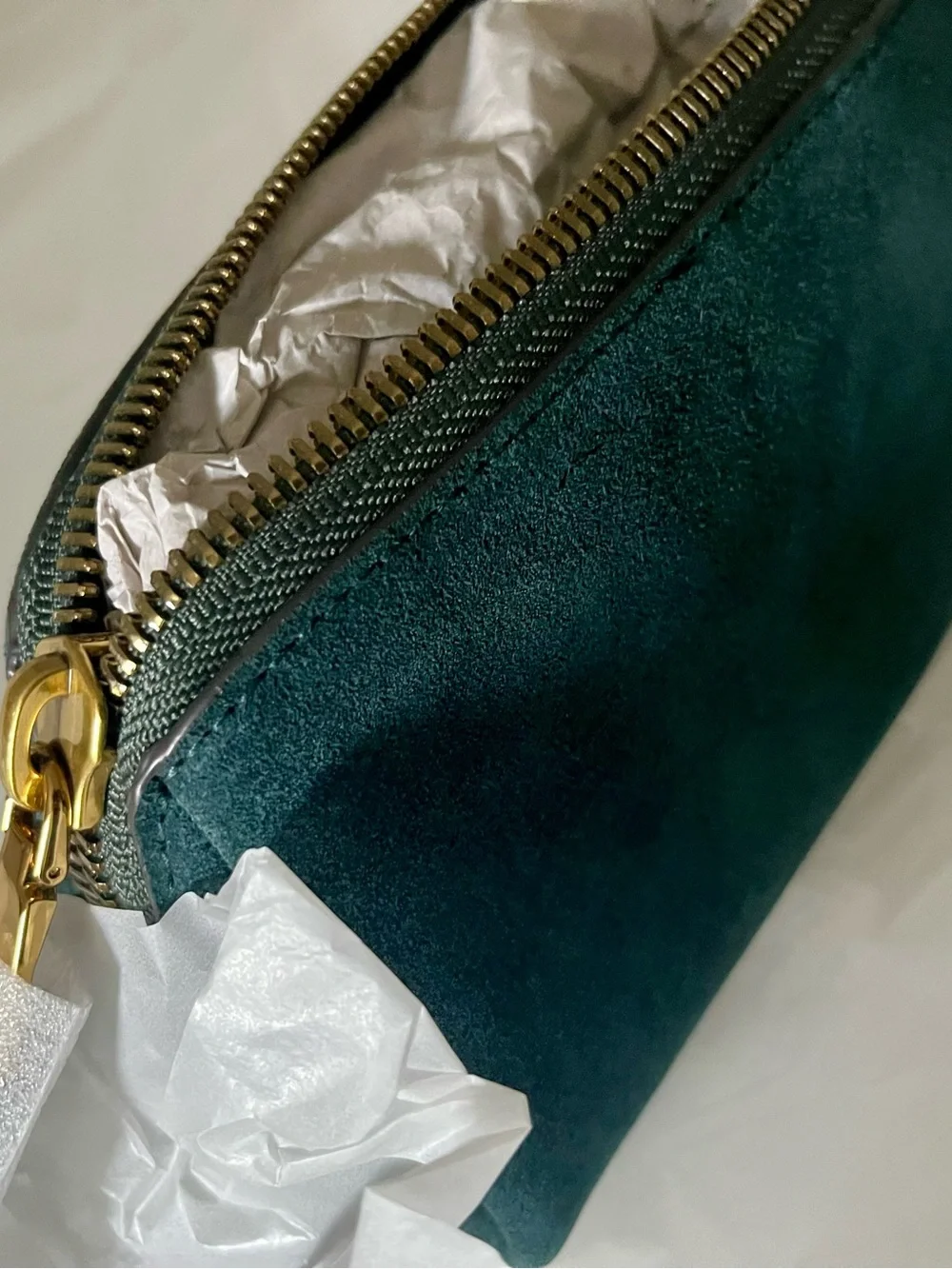Madewell The Make Up Cosmetic Pouch Zip Leather Suede